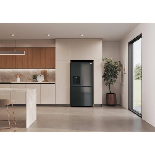 Haier Horizon American Fridge Freezer - Obsidian Steel - Fridge freezer in kitchen